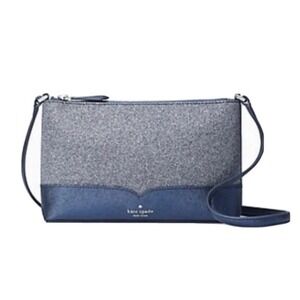 NEW Kate Spade Lola Glitter Crossbody Small Handbag Navy Blue